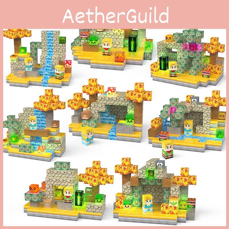 Magnetische Bausteine für Kinder mit Lichteffekten für kreatives Bauen