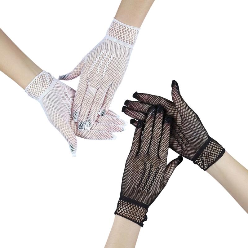 Elegant Stretchy Fishnet Gloves For Weddings Formal Event Elastic Short Gloves Breathable Comfortable Handwear for Party