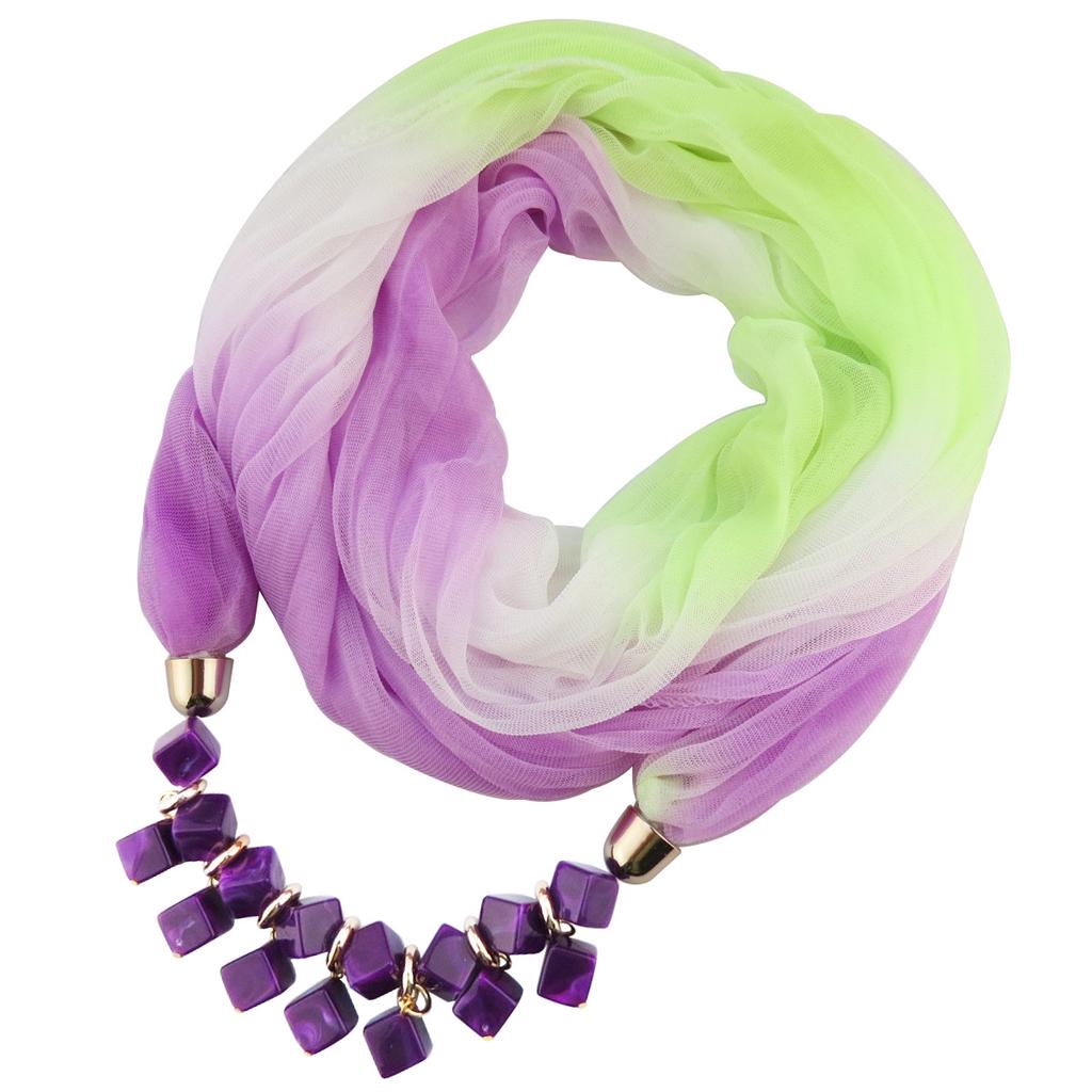 Summer Sunscreen Scarf Gradient Silk Scarf Scarf Resin Necklace Pendant Women's Jewelry Scarf