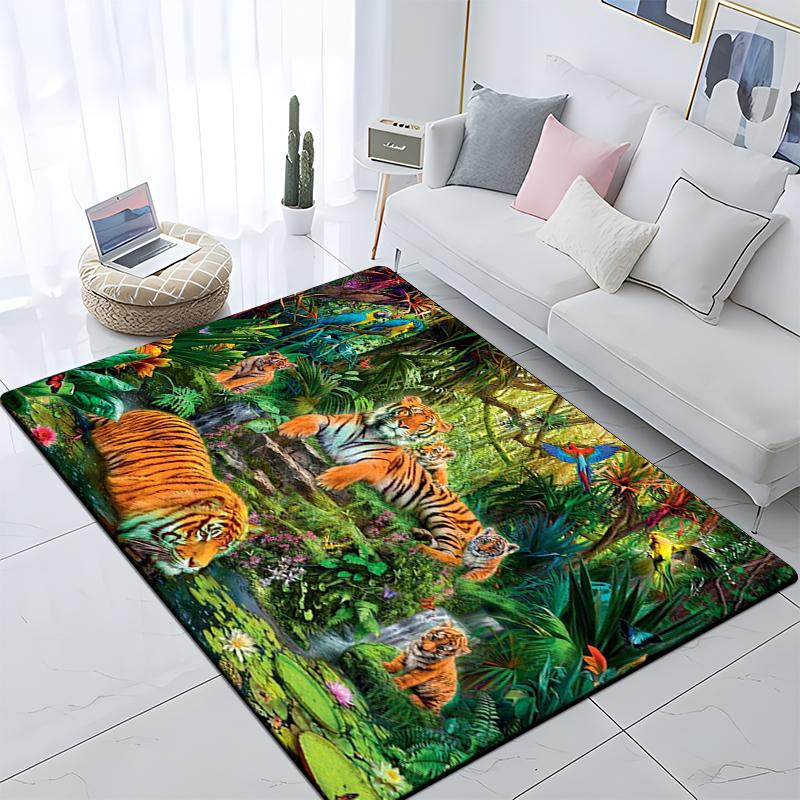 Animal Tiger Custom Picnic Mat Non Slip Carpet Living Room Mat Yoga Mat Home Decor Crawling Mat Carpet for Living Room Anime Rug