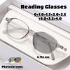 Photochromic HD Anti-blue Light Presbyopia Glasses Oval Small Frame Fashion Reading Glasses Outdoor UV Protection Glasses +4.0