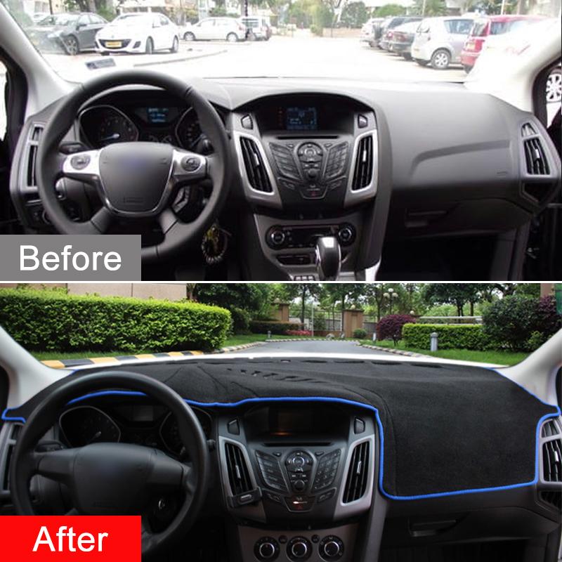 Car Dashboard Cover Mat Pad Instrument Platform Desk Carpets Accessories For Ford Focus 3 MK3 2012-2014 2015 2016 2017 2018