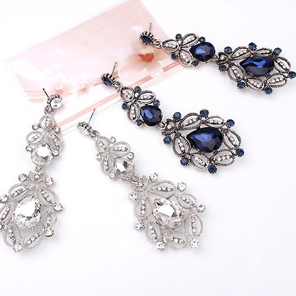 Buy Fashion Women Elegant Crystal Rhinestone Ear Stud Dangle Earrings