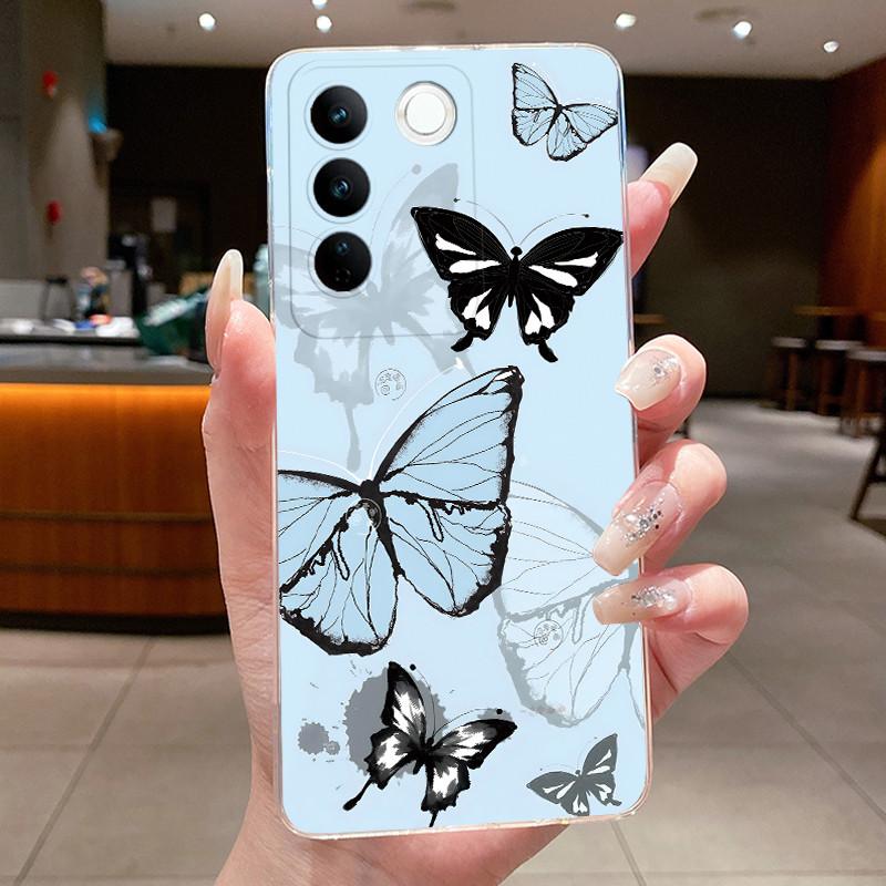 Case For Vivo V27 Capa Cases For Vivo V27E Flower Butterfly Protective Thin Case For Vivo V27 Pro Soft Silicone TPU Phone Cover