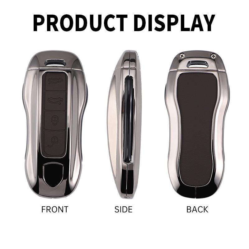 Porsche Key Case: Fits Cayenne, Macan, Panamera, 911, 718 Models with Metal and Leather Buckle