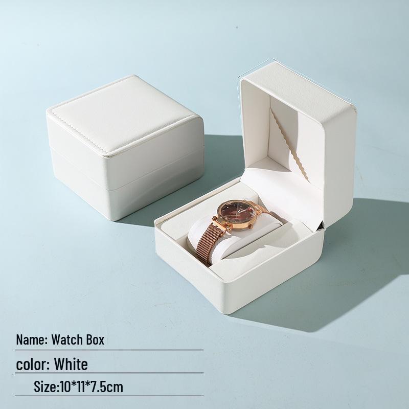Frosted PU Flip-Top Watch and Jewelry Storage Box