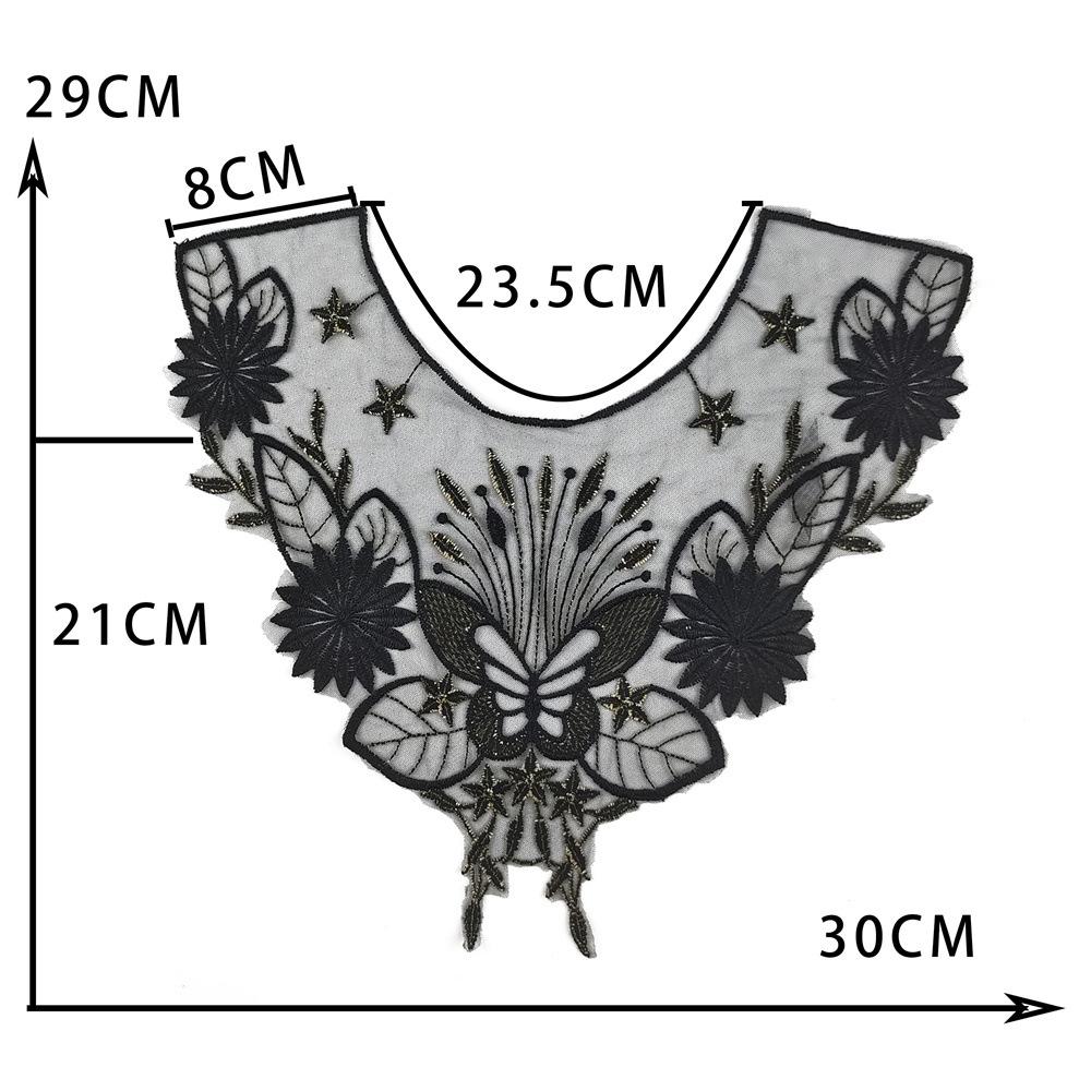 Black Embroidered Mesh Organza Front Collar Collar Sewing Lace Diy Decorative Dress Wedding Dress Accessories