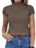 Women's Mock Neck Short Sleeve Knit Sweater Slim Fit Summer Casual Pullover Top
