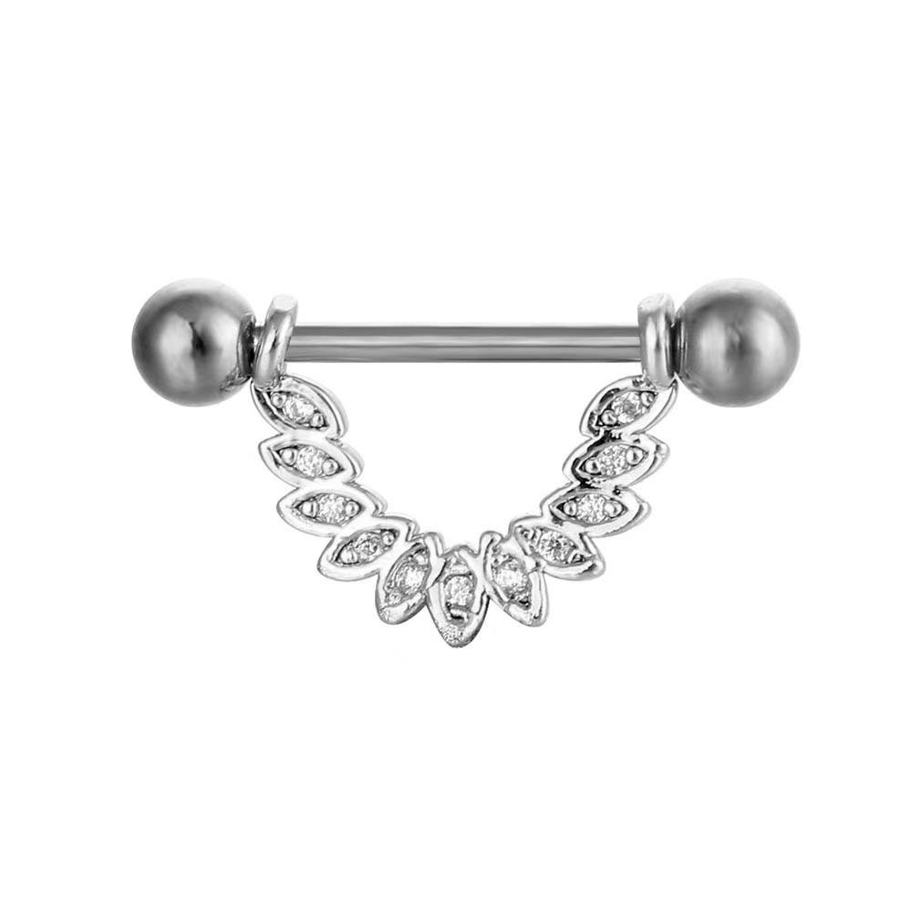 Stainless Steel Winged Zircon Nipple Ring Body Jewelry