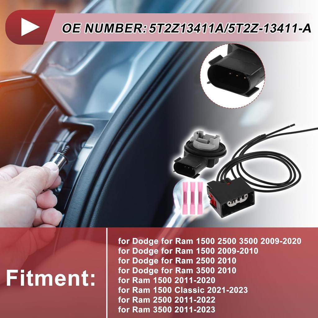 1 Set Turn Signal Light Socket Wiring for Dodge for Ram 1500 2500 3500 2009-2020 No.68226719AA Tail Lamp Bulb Pigtail Connector Harness