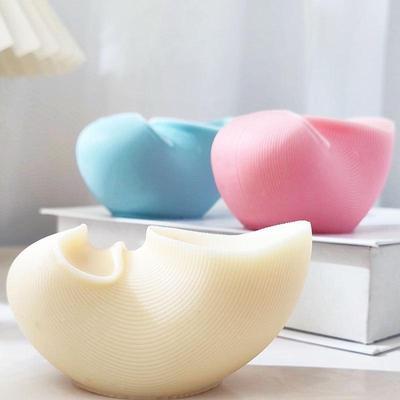Aesthetic Wavy Fluted Geometric Striped Wax Candle Molds Form Home Decor Unique Sculptural Ribbed Candle Silicone Mold LS