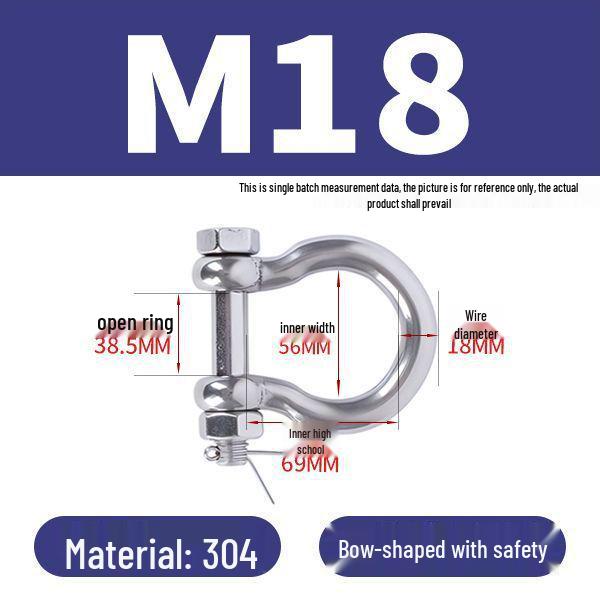 פלדת אל-חלד 304 שאקל D מוארך מחבר מסוג U אבזם שרשרת קשת