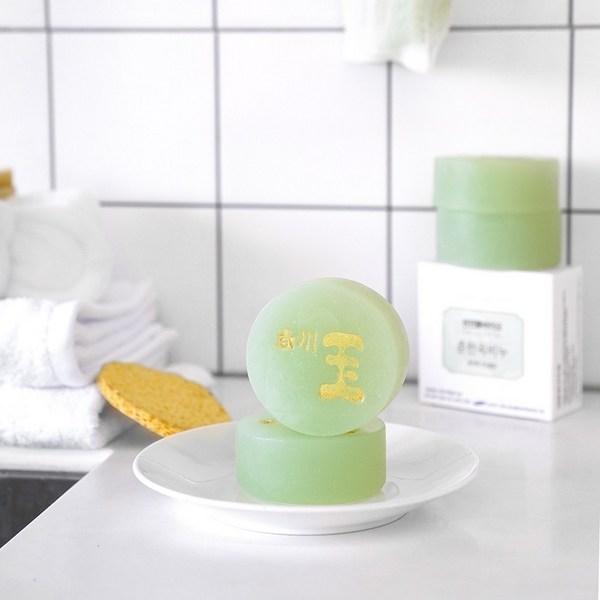 Chuncheonok Hypoallergenic Acne Trouble Care Natural Handmade Jade Soap Okbore, 90g, 1 Piece