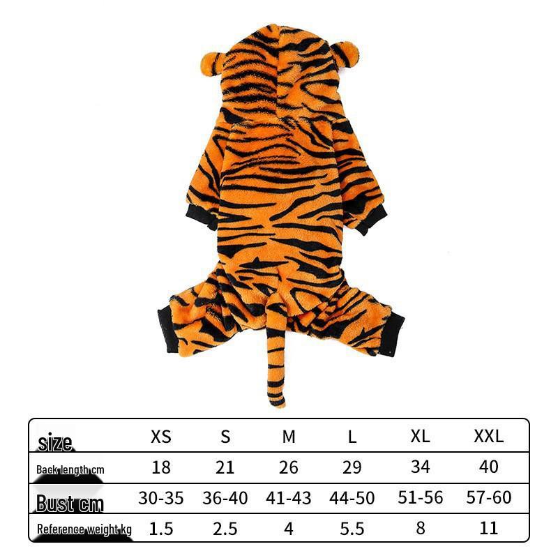 Pet Clothes for Cats and Dogs: Warm Coral Fleece Tiger & Dinosaur Costumes for Autumn and Winter