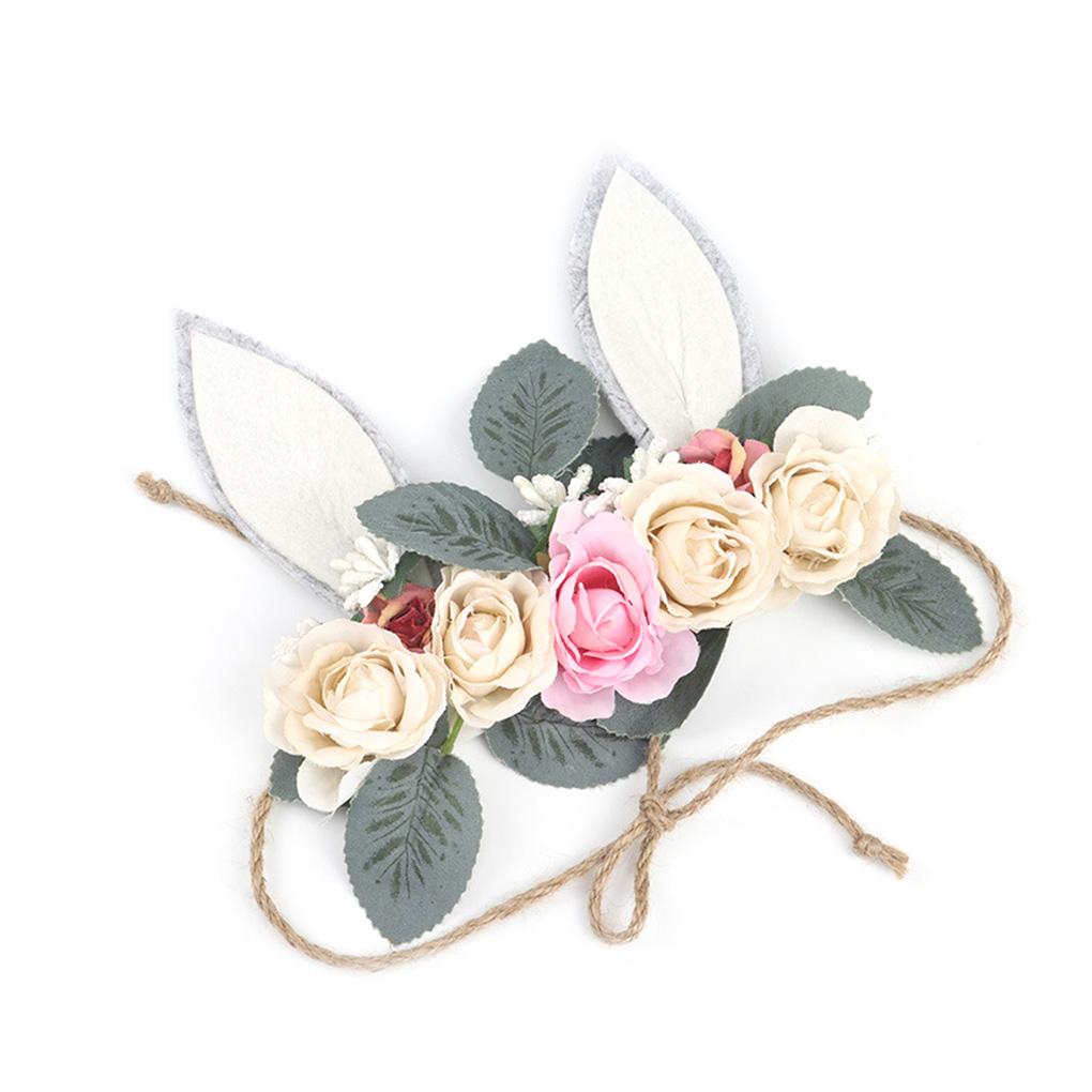 Headwear Garland Rabbit Ears Floral Flower Hair Accessories Baby Girl Headband