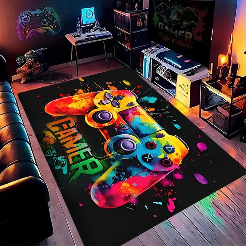 Gaming for Boys Room Gamer Casual Carpet with Controller Design Rug for Game Room Bedroom Decor Machine Washab Mat