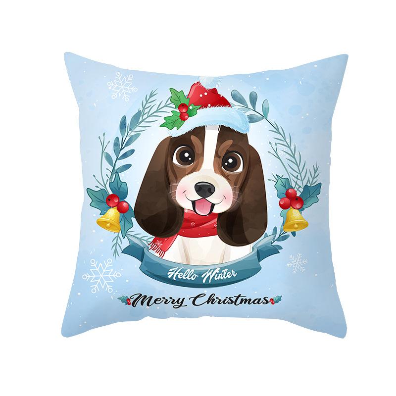 Cartoon Watercolor Christmas Pillow Cover Printed Cute Christmas Snowman Sofa Cushion Pillow Cover Home
