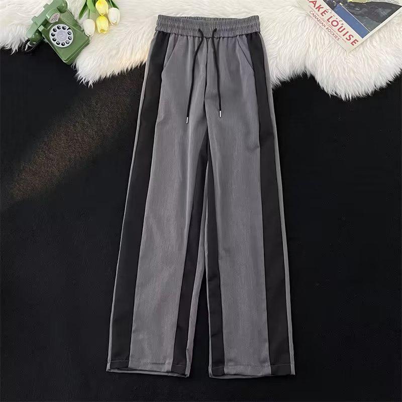 Men's Retro Casual Color Block Stripe Wide-Leg Joggers