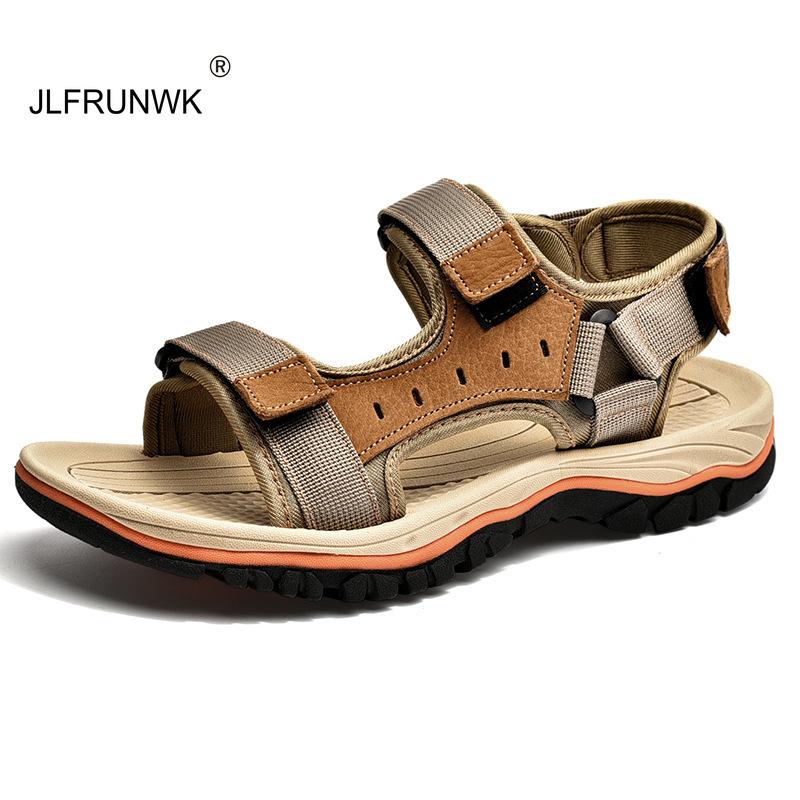 Повседневные летние новые модные мужские уличные пляжные туфли легкие сандалии с открытым носом дышащие шлепанцы резиновая подошва 38 хаки