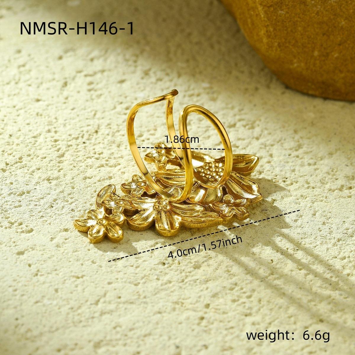 GEMCHIC Women s French Vintage Court Hollow Design Gold Flower Ring, Stainless Steel Jewelry, Summer 2024