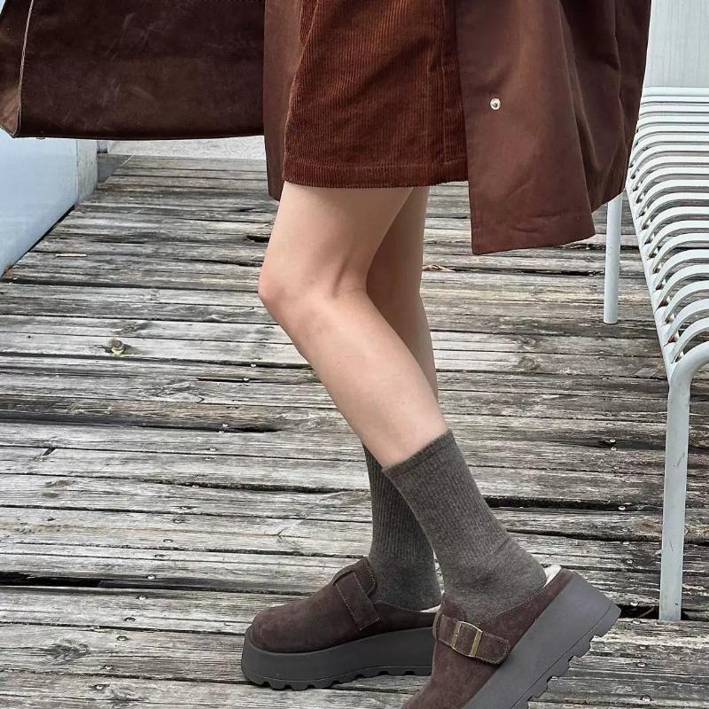 Thick-soled High-heeled Boken Half-drag Women's Autumn and Winter Models Versatile Matte Rabbit Hair Bag Head Slippers One-pedal Shoes