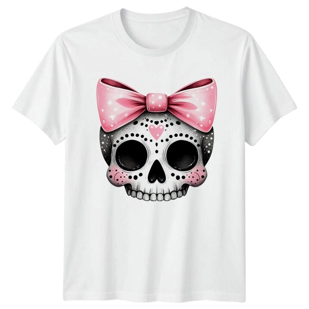 Pink Bow Skull Unisexs TShirt Coquette Aesthetic Halloween Gift For Her S