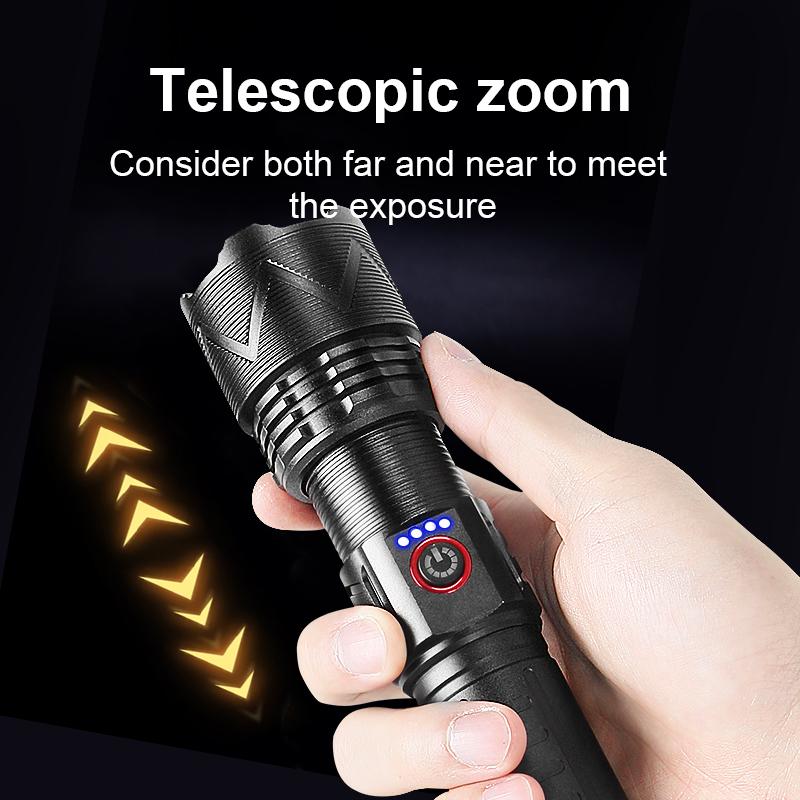 High Powerful Flashlight Super Bright XHP70 Flashlight Zoomable Torch Outdoor Camping Lantern