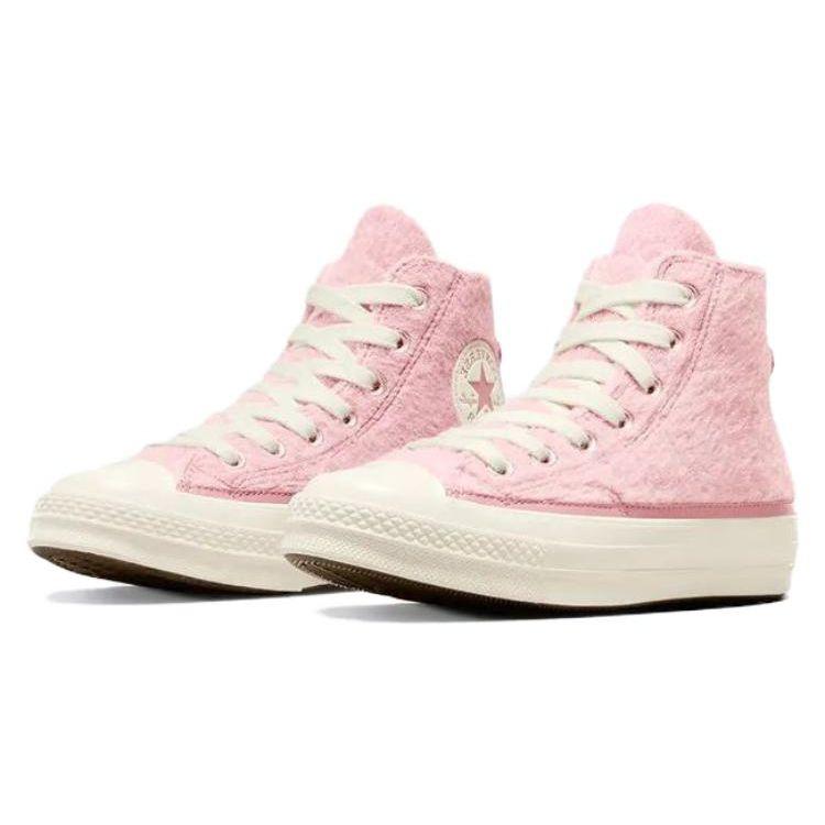 Converse 1970s Comfortable Versatile Imitation Mohair Durable Wrap High-Top Canvas Shoes Women Sneakers Pink A07943C