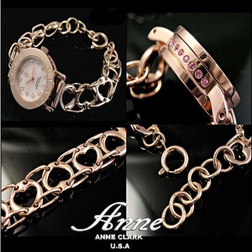 Limited Edition Pair Watches: Don Clark Men's Watch, High-Performance Japanese-Made Chronograph, Anne Clark Women's Watch, Pink Gold with Heart Chain