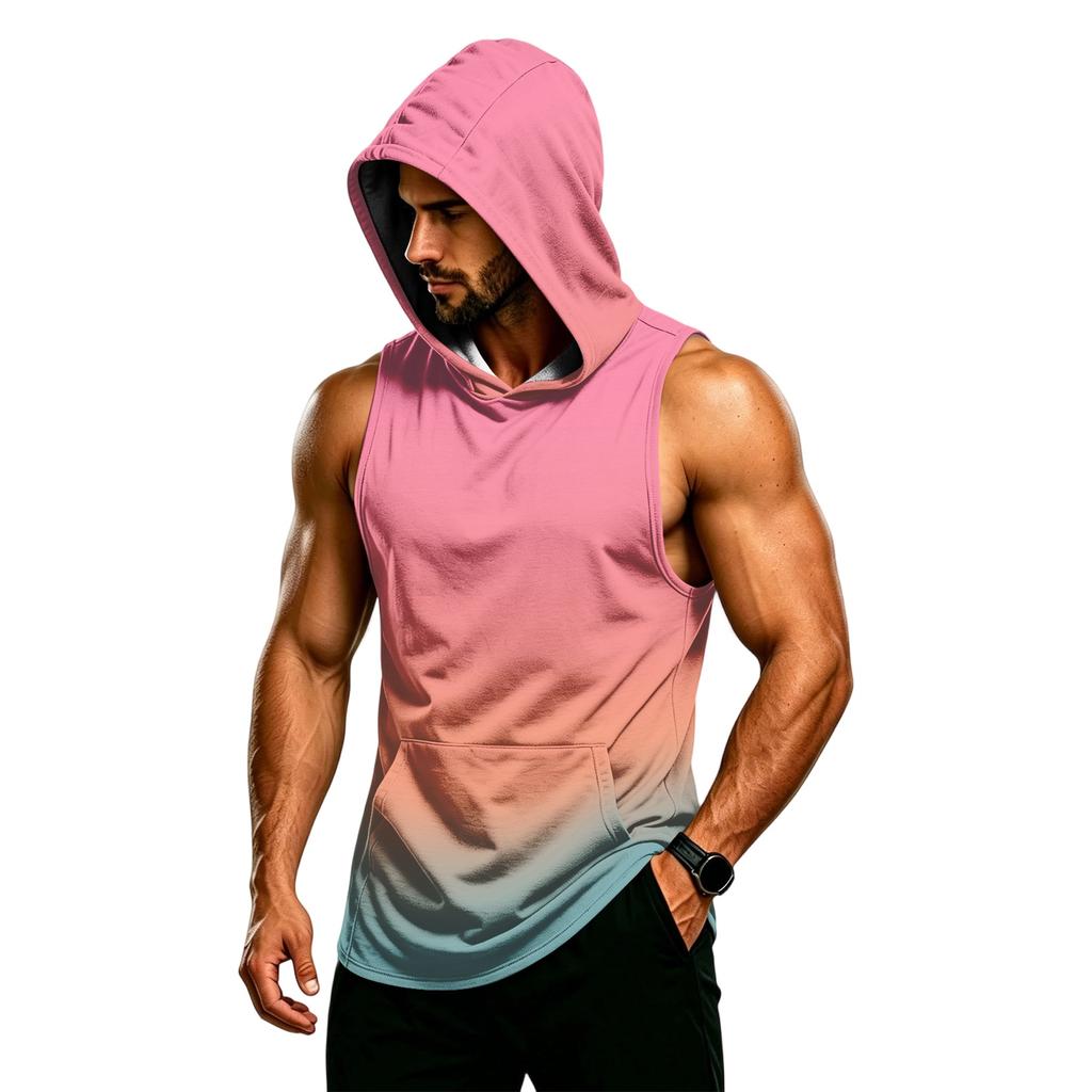 Men's Sleeveless Hoodie Muscle Fit Gym Tank Top Breathable Quick Dry Workout Vest for Fitness Training and Athletic Activities