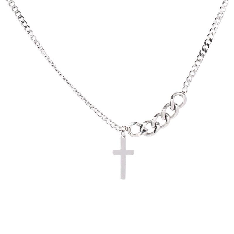 Stylish Women's Hip Hop Choker Necklace - Trendy Clavicle Chain with Cross Design