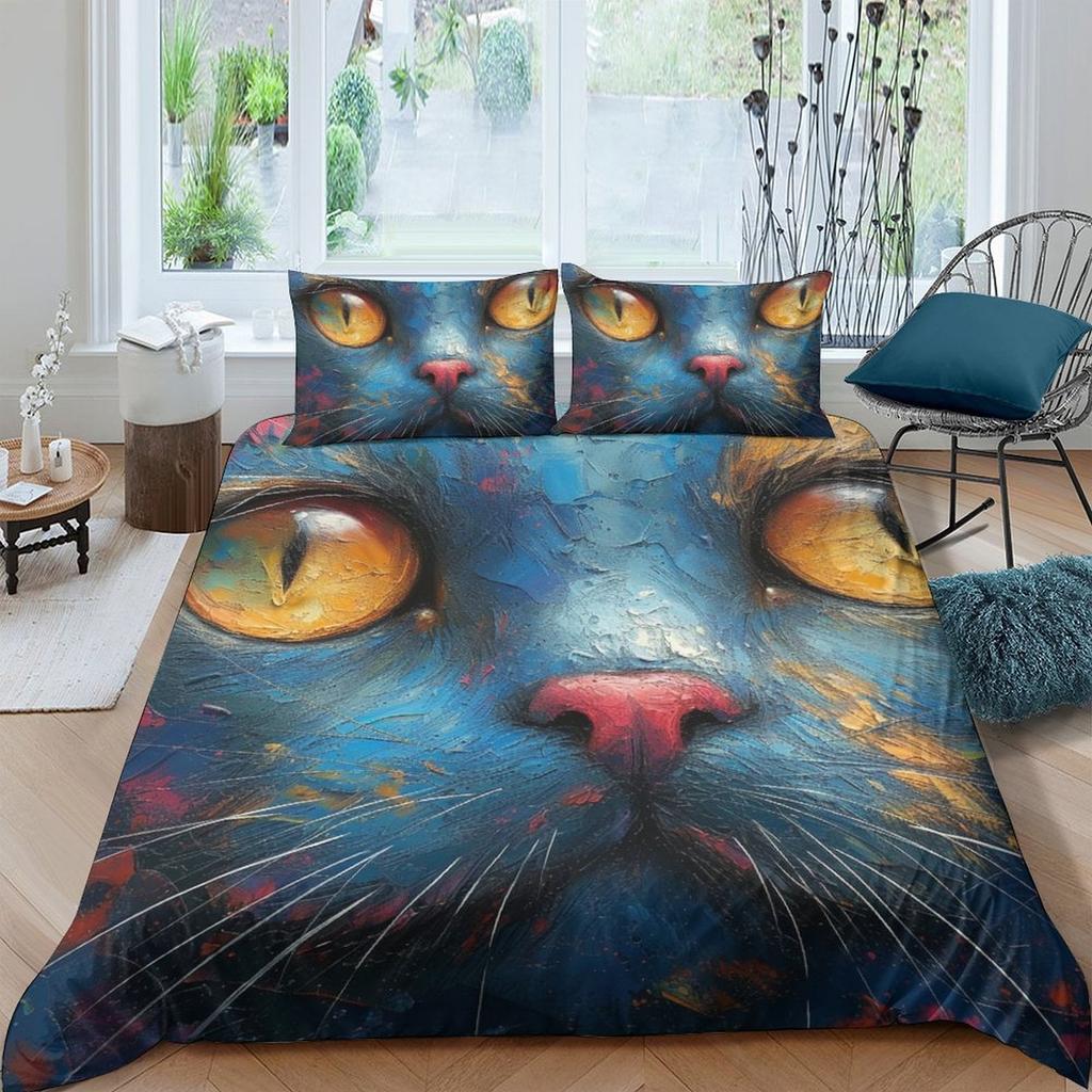 Cat Comforter Covers Printed Quilt Cover Duvet Cover Bedding Set For Children'S And Adults Warm Soft Breathable And Comfortable