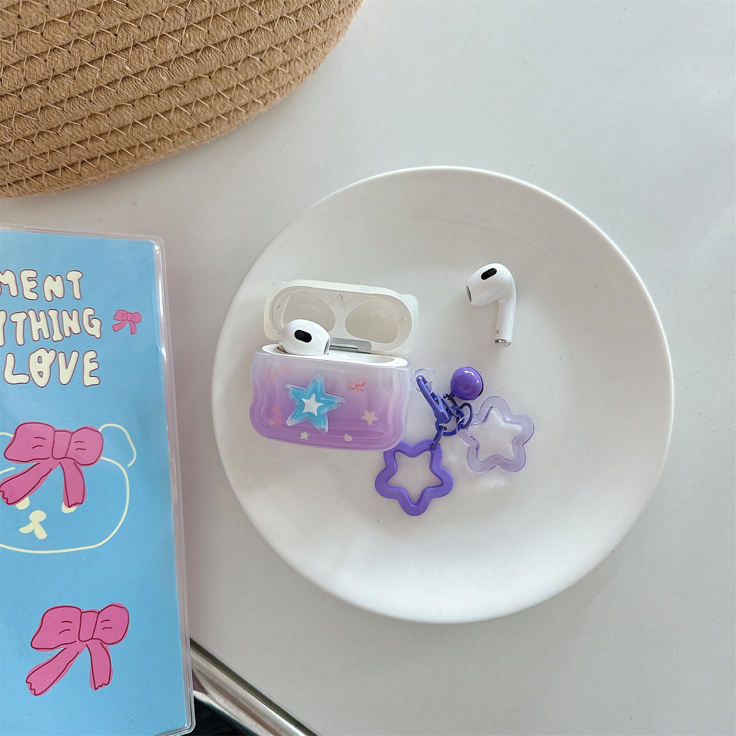 

For Apple AirPods 3 Bluetooth-compatible Earphones Cover Star Design TPU Case with Pendant