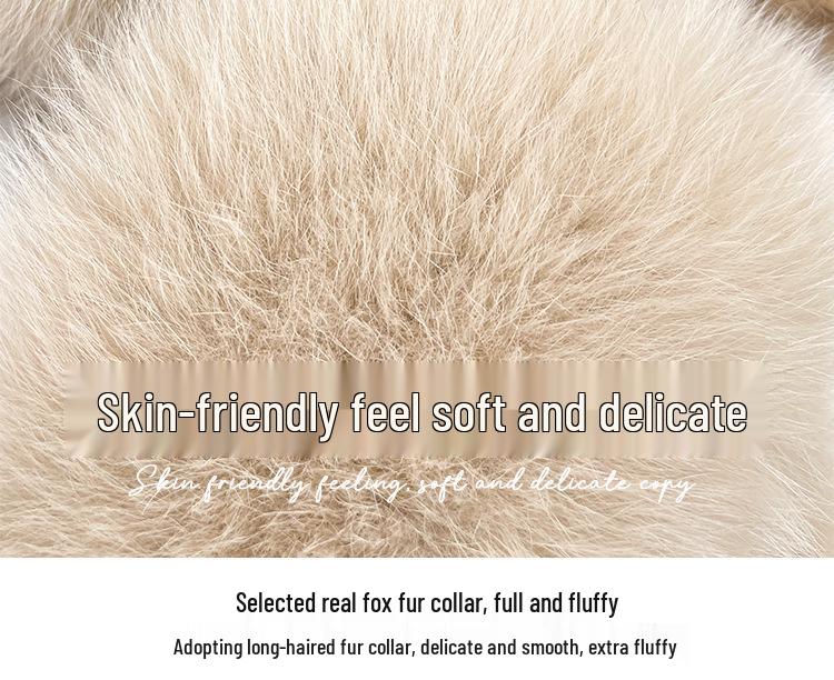 Longue Doudoune à Capuche pour Femme avec Fourrure de Renard Véritable, 90% Duvet de Canard Blanc, Longueur au-Dessus du Genou, Épaisse et Chaude