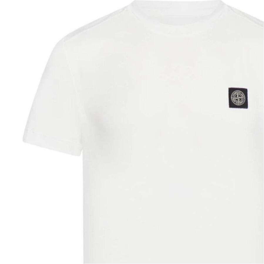STONE ISLAND Logo Rundhals Kurzarm T-Shirt Herren Oberteile Weiß K1S152100039S0013-V0001