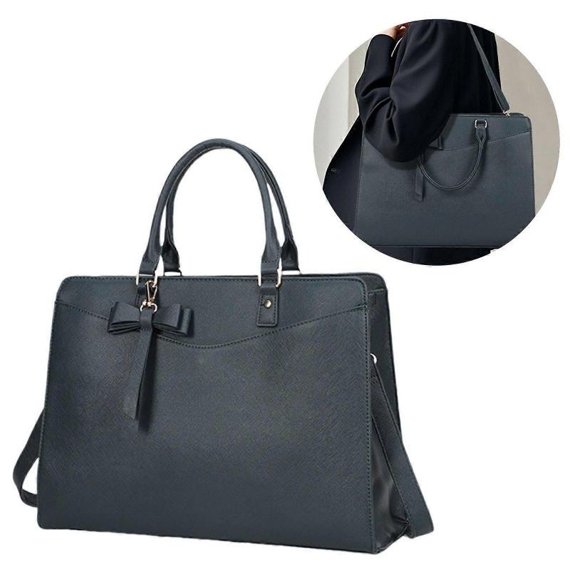 Elegant Laptop Carrying Bag for Women Professional PU Leather Shoulder Crossbody Purse Spacious Business Work Bag  Dark green