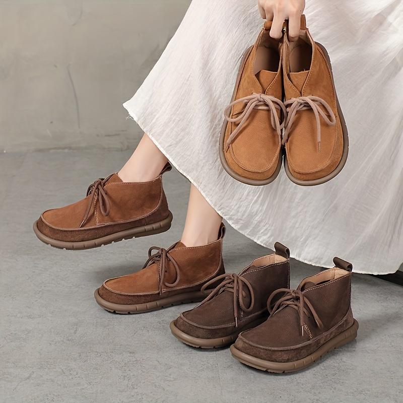 Leather Women's Short Boots, Soft Sole, Soft Surface, Super Comfortable, Big Sole Wide Feet Thin Fashion, All-match Casual Short Boots, Martin Boots