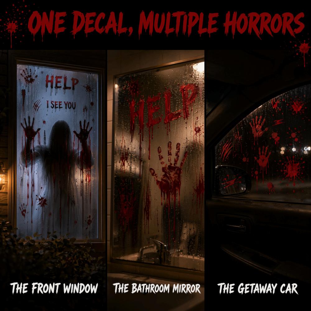 Bloodstained Handprint Scary Ghost Window Sticker Spooky Party Door Stickers Glass Mirror
