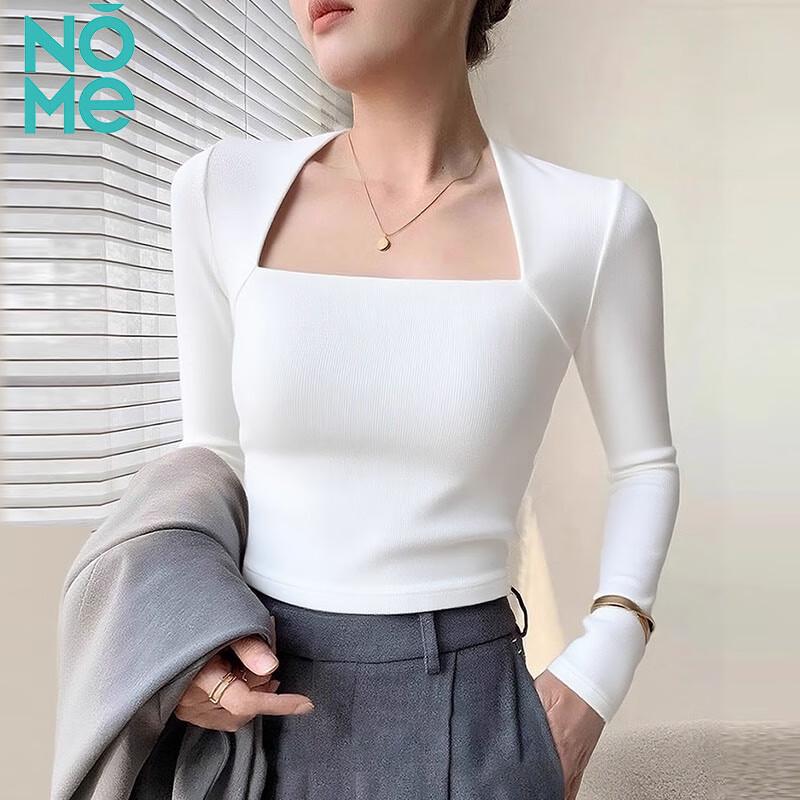 NOME Women s Square Neck Slim Fit Long Sleeve Tee S