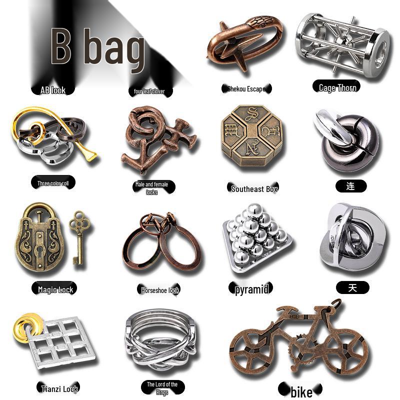 Children's Educational Metal Puzzle Set: Luban Lock, Nine Rings, and Kongming Lock Disentanglement Toys