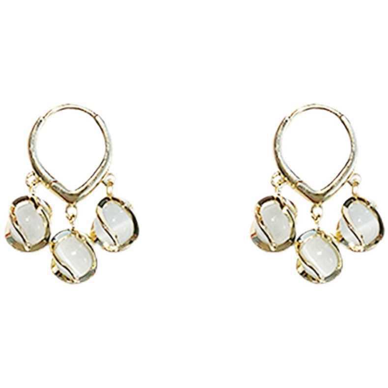 Lily of the Valley Three Opal Earrings, Women's New Versatile Earrings, Silver Needles.