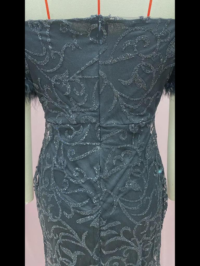 Europäisches und amerikanisches Damen-Abendkleid mit Pailletten und einer Schulter, schlankes Meerjungfrau-Muster, 2025