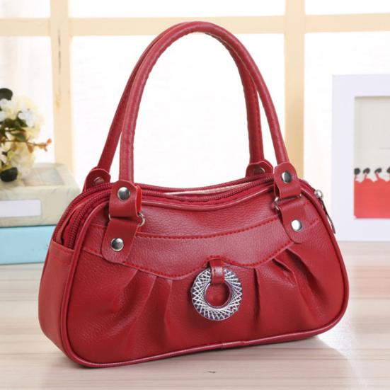 Geantă de mână de culoare solidă pentru femei, din piele artificială, geantă de umăr