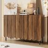 Modern wood-colored sideboard with wave doors – 120x35x80 cm – handleless, adjustable shelves – storage space for living room, hallway & dining room