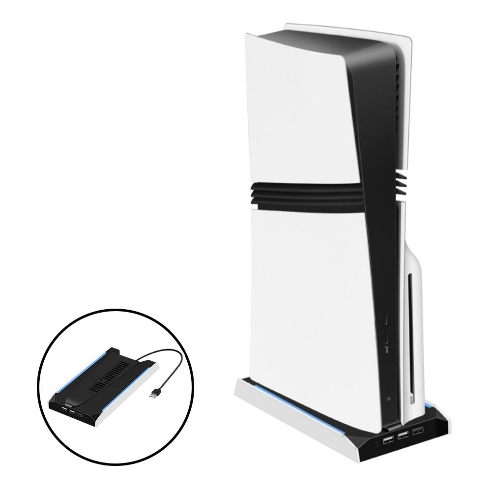 For Slim Pro Vertical Stand RGB Game Console Base Cooling Fan Bracket VR Headset Controller Charger Dock Station for ps5 