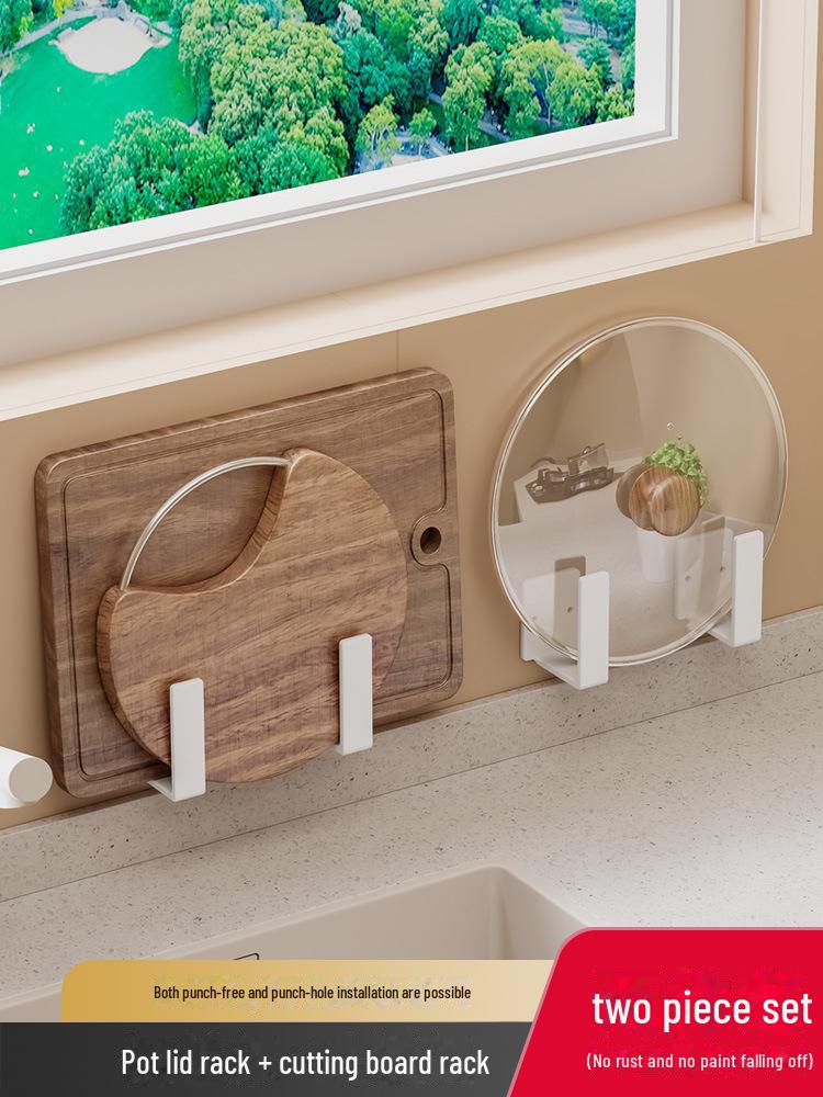 Настенная кухонная стойка в кремовом стиле Многофункциональное белое хранилище без перфорации для приправ и специй 2179₽