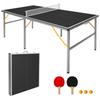 182x91cm/6x3ft Středně velký přenosný skládací stůl na stolní tenis, se sítí, 2 pálkami a 4 míčky pro dospělé a teenagery - Rychlá montáž vnitřní/venkovní (Černá)