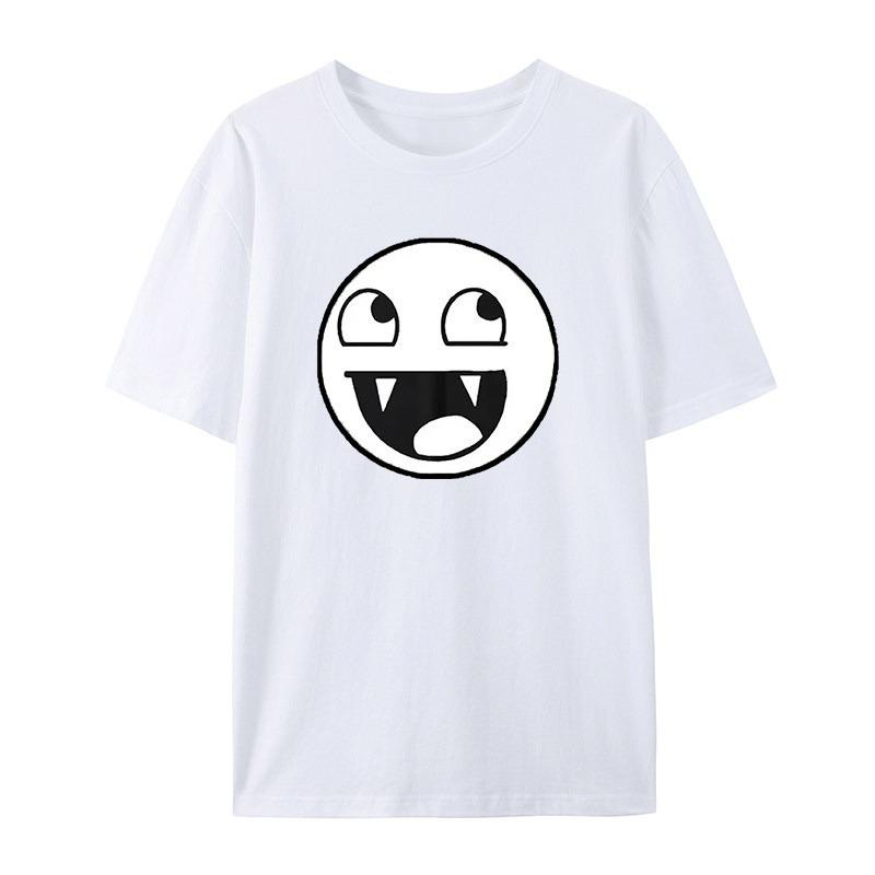 Trendy Classic and Fun Face Emojis Blue Casual Tshirts Mens and Womens Luxury Brand Tops