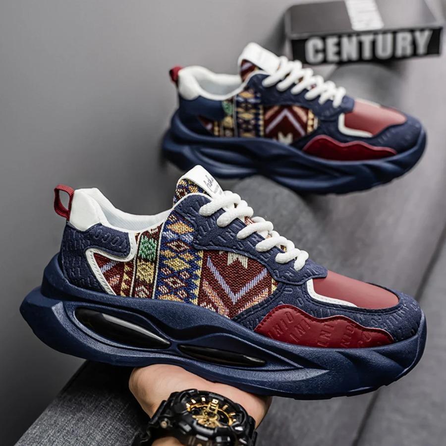 Jarní Nové Ležérní Sportovní Boty pro Muže, Silná Podrážka, Zvyšující Výšku, Protiskluzové a Prodyšné, Chodící Mokasíny pro Teenagery