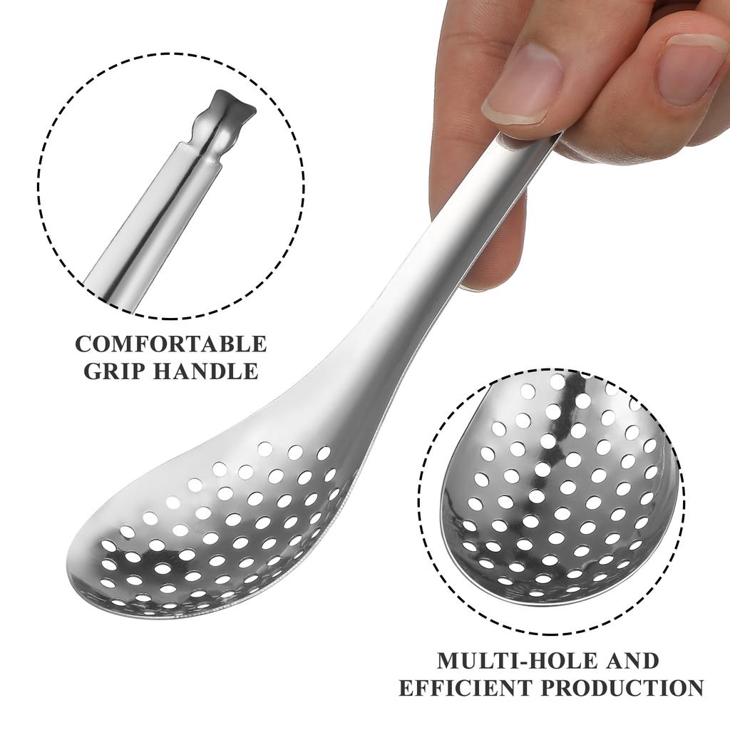 2 Stück Großer Kochlöffel Sieb Kaviar Abtropfsieb Kochgeschirr Haushalt Griff Piercing-Set